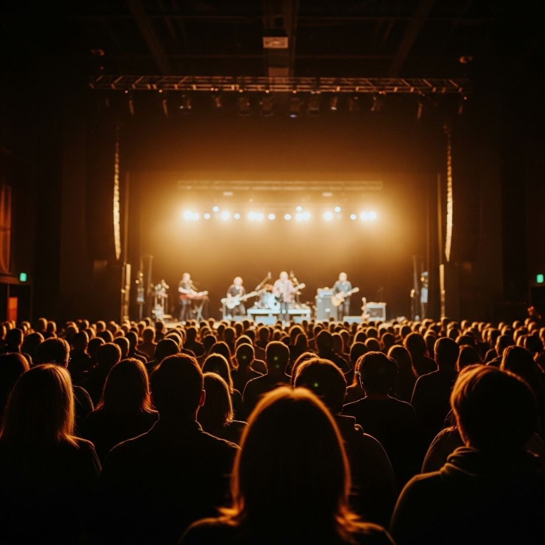 crowd visible in stage lights