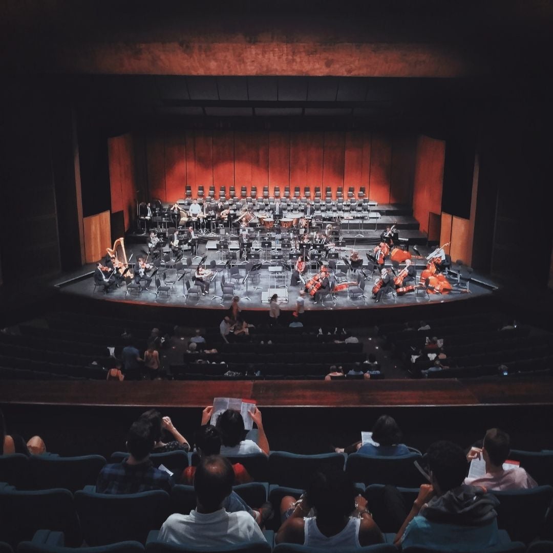 view of stage with orchestra set up